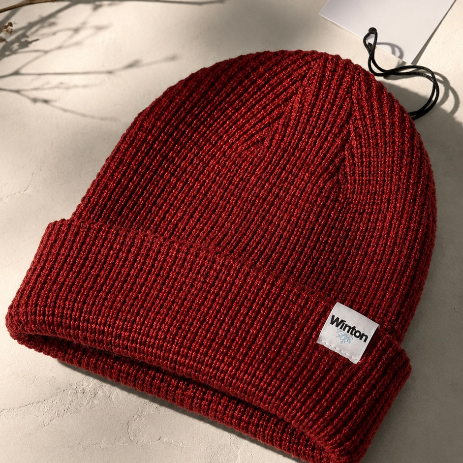 Waffle knit Beanie - Cherry