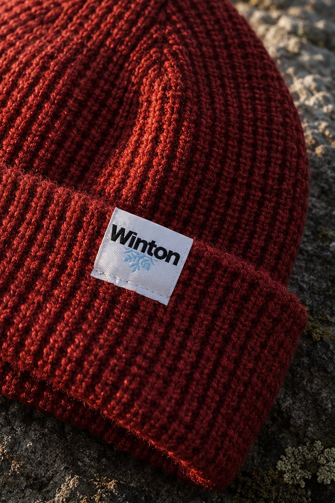Waffle knit Beanie - Cherry