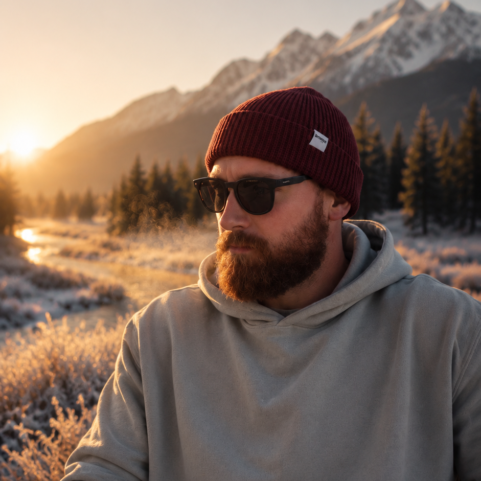 Waffle knit Beanie - Cherry