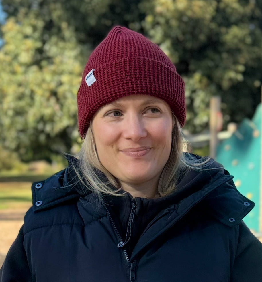 Waffle knit Beanie - Cherry