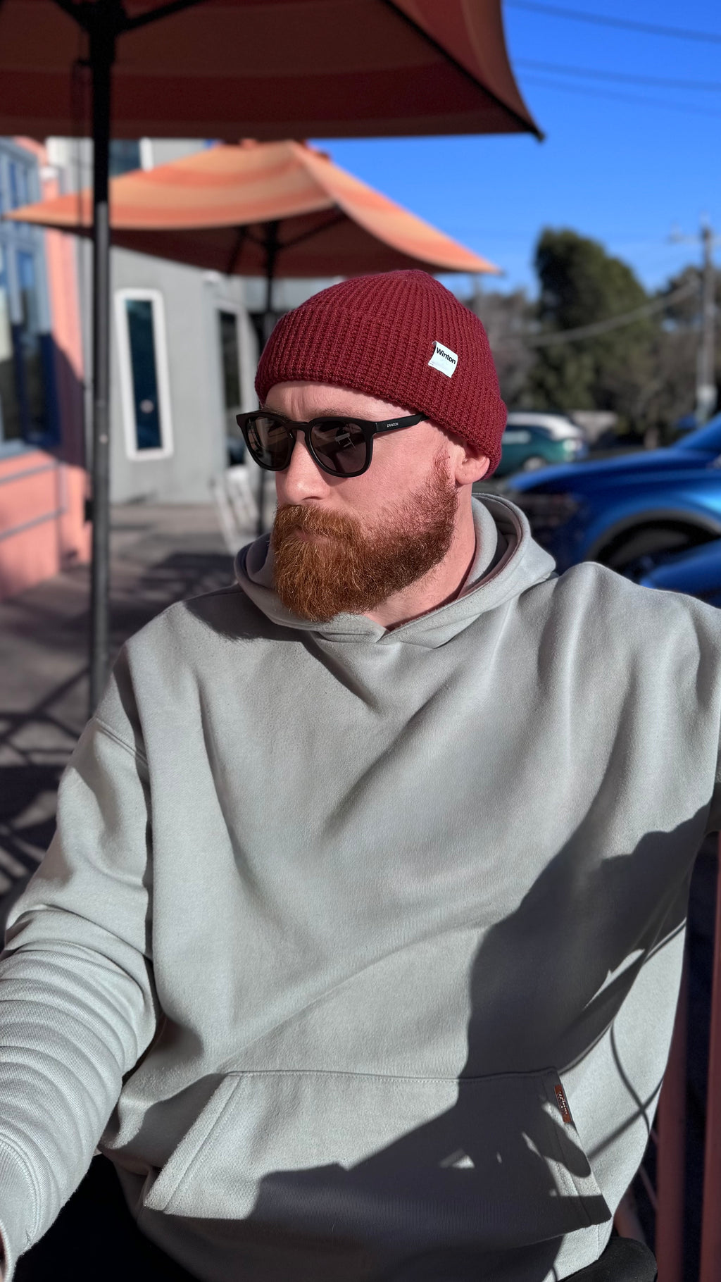 Waffle knit Beanie - Cherry